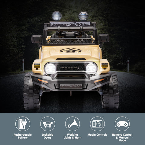 Kahuna Authorised Toyota Fj Cruiser Kids Electric Ride On Car - Khaki