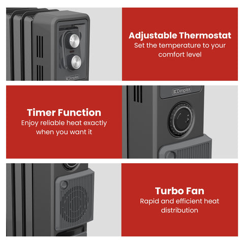 Dimplex Oil Free 2.4kW Column Heater w/ Turbo Fan and Timer in Black