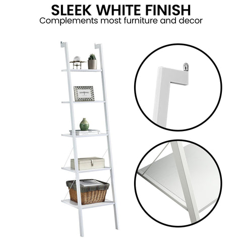 Sarantino Amelia 5-Tier Ladder Shelf in White