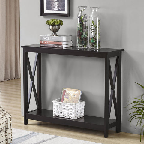 Sarantino Isla X-Frame Console Table in Black