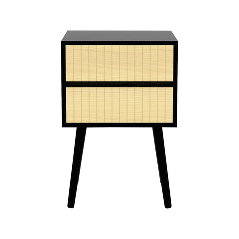 Sarantino Ivan Bedside Table Night Stand - Black/natural