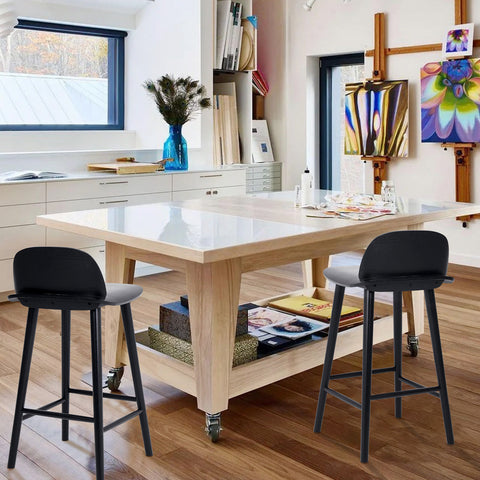 Wooden Bar Stool Dining Chair Ash Wood ELISE 65cm BLACK