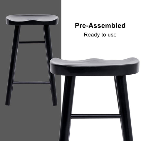 4X Wooden Bar Stool Dining Chair Pine Wood FRIDA 65cm BLACK