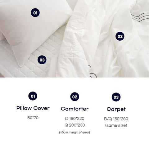 Saesom Flua Snow Comforter Set Double Cool Quilt Bedspread WHITE
