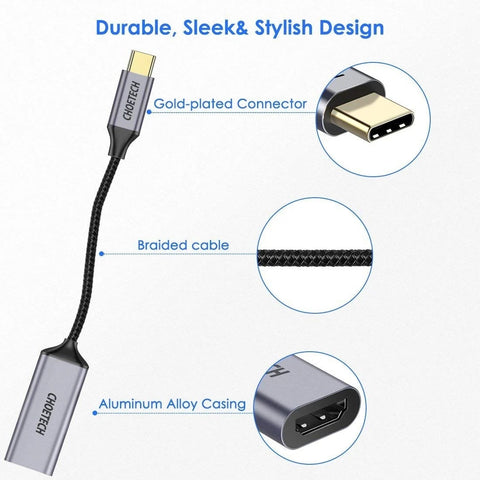 CHOETECH HUB-H21 USB-C to HDMI 4k 60Hz Braided Video Cable Cord Adapter