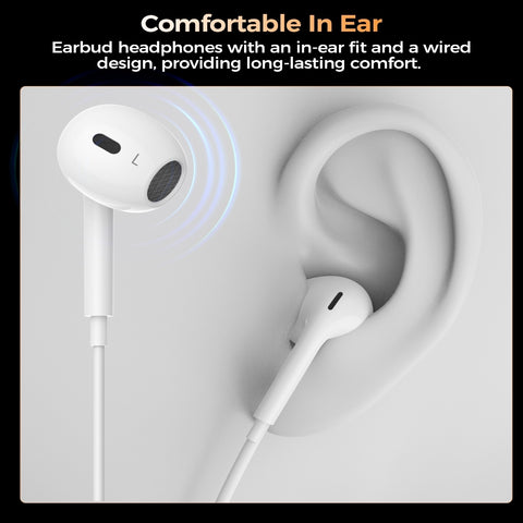 Choetech OC-A016 3.5mm lateral in ear Stereo sound Wired Headphones White