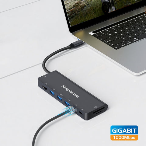 Simplecom CHT590 USB-C SuperSpeed 9-in-1 Multiport Docking Station HDMI 2.0