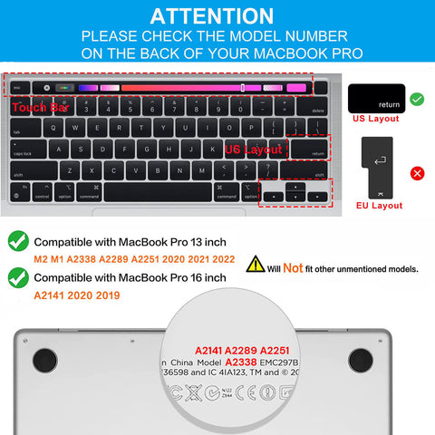 Keyboard Cover Skin For MacBook Pro 13 Pro 16 A2338 A2289 A2251 A2141 M1 M2 2020 to 2023 Dgreen