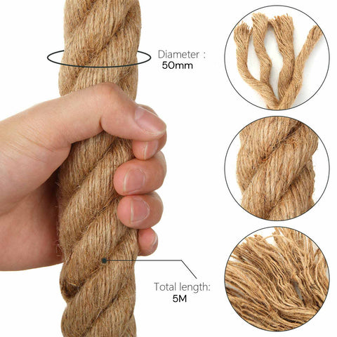 5m Sisal 50mm Rope Natural Twine Cord Thick Jute Hemp Manila  Crafting Home Decor