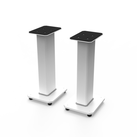 Kanto YU4 140W Powered Bookshelf Speakers with Bluetooth and Phono Preamp - Pair, Matte White with SX22W White Stand Bundle