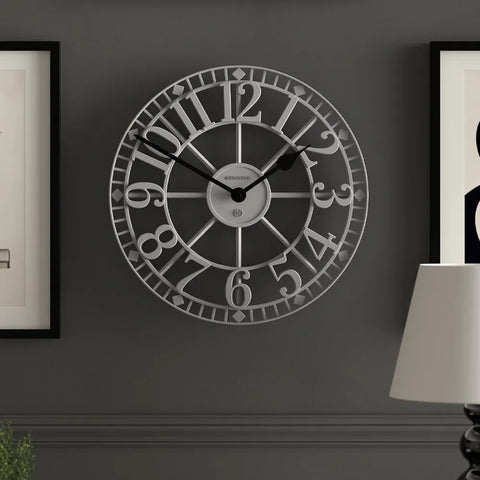 Newgate Warehouse Wall Clock-Clockwork Grey