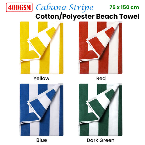 400GSM Cabana Stripe Cotton Polyester Beach Towel Blue