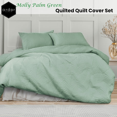 Ardor Molly Palm Green Quilted Quilt Cover Set Queen