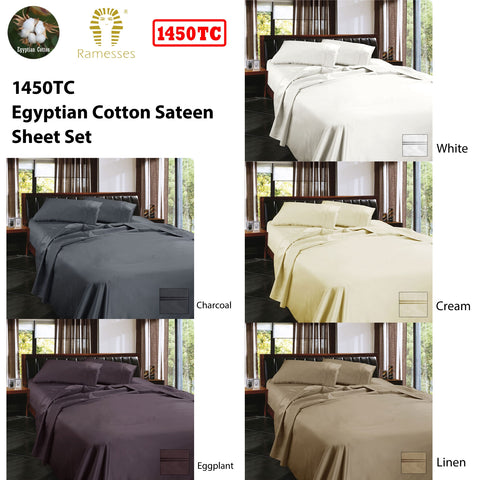 Ramesses 1450TC Egyptian Cotton Sateen Sheet Set Eggplant King