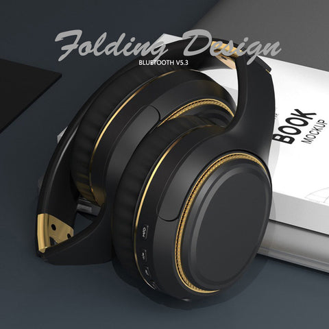 JR H6 Foldable Bluetooth 5.3 Wireless Headphone Over Ear Active Noise Cancelling Deep Bass Headset (Beige)