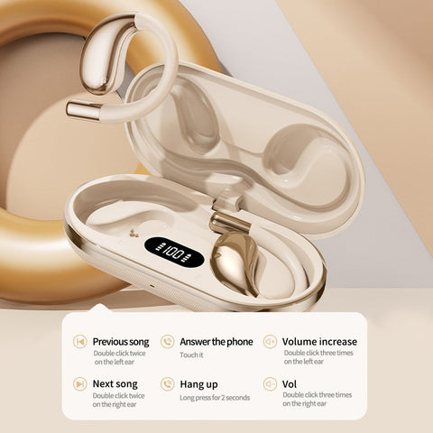 Wireless Earhook Sports Headphones Open-Ear Bluetooth 5.4 Sweat-Resistant Earphones (Black)