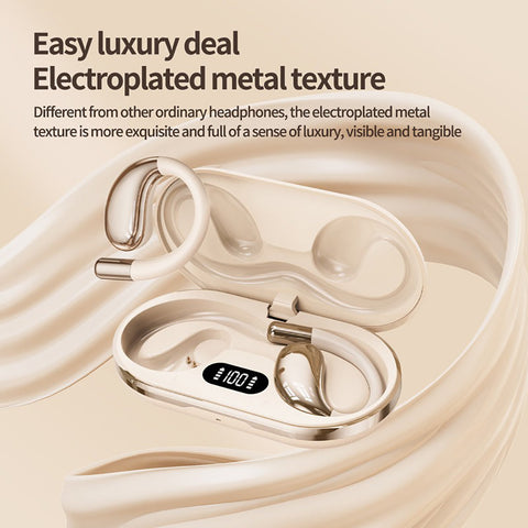Wireless Earhook Sports Headphones Open-Ear Bluetooth 5.4 Sweat-Resistant Earphones (Beige)