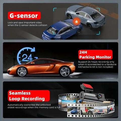 4K WiFi Car Dash Cam Dual Lens Wide Angle IPS Screen Night Vision Recording with 32GB Card