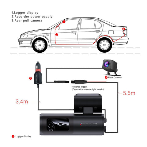 4K WiFi Car Dash Cam Dual Lens Wide Angle IPS Screen Night Vision Recording with 32GB Card