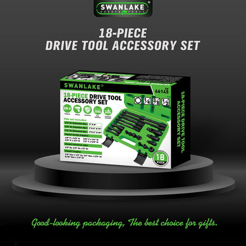 SWANLAKE 18Pcs Drive Tool Accessory Set Extension Bars Impact Universal Joint