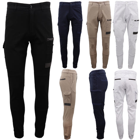 Men's Cargo Cotton Drill Work Pants UPF 50+ 13 Pockets Tradies Workwear Trousers, Black, 40