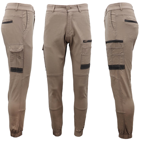 Men's Cargo Cotton Drill Work Pants UPF 50+ 13 Pockets Tradies Workwear Trousers, Navy, 36