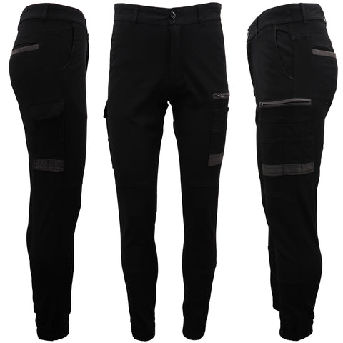Men's Cargo Cotton Drill Work Pants UPF 50+ 13 Pockets Tradies Workwear Trousers, White, 34