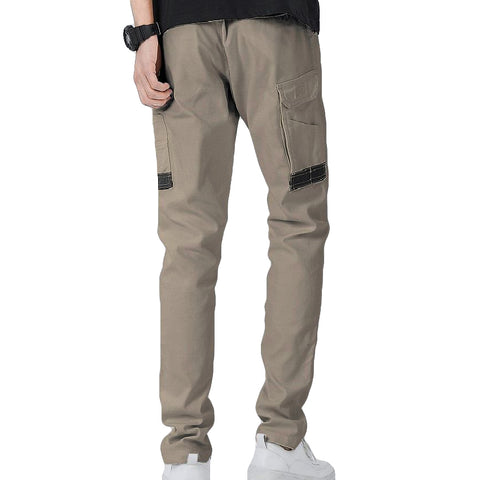 Men's Cotton Drill Cargo Work Pants UPF 50+ 13 Pockets Tradies Workwear Trousers, Khaki, 28