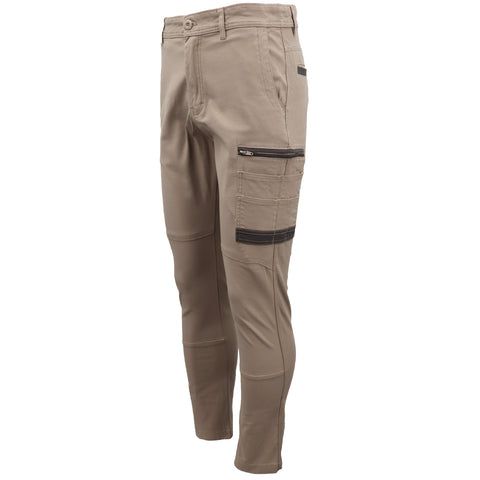 Men's Cotton Drill Cargo Work Pants UPF 50+ 13 Pockets Tradies Workwear Trousers, Navy, 34