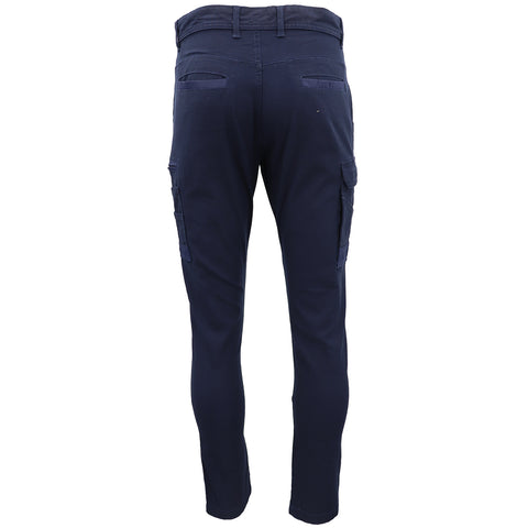 Men's Cotton Drill Cargo Work Pants UPF 50+ 13 Pockets Tradies Workwear Trousers, Navy, 38