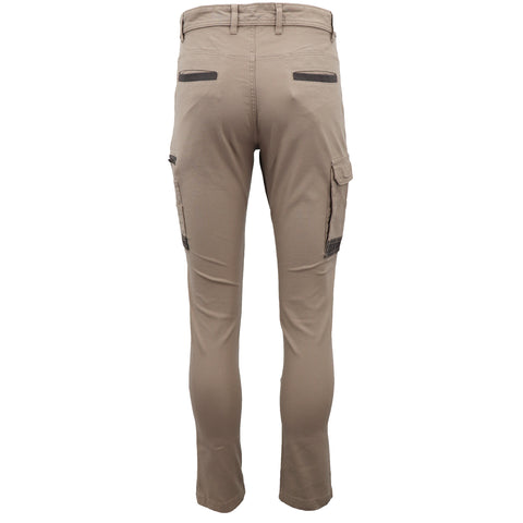 Men's Cotton Drill Cargo Work Pants UPF 50+ 13 Pockets Tradies Workwear Trousers, White, 34
