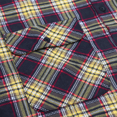 Men's 100% Cotton Flannelette Shirt Long Sleeve Plaid Check Flannel w Pockets, Golden Horizon Plaid, 2XL