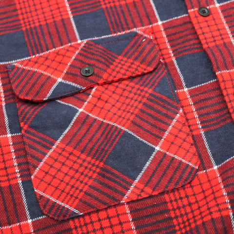 Men's 100% Cotton Flannelette Shirt Long Sleeve Plaid Check Flannel w Pockets, Crimson Tide Plaid, L