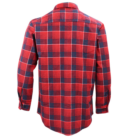 Men's 100% Cotton Flannelette Shirt Long Sleeve Plaid Check Flannel w Pockets, Crimson Tide Plaid, XL