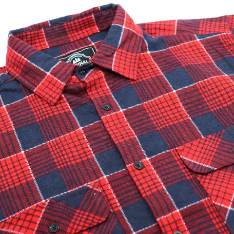 Men's 100% Cotton Flannelette Shirt Long Sleeve Plaid Check Flannel w Pockets, Crimson Tide Plaid, 2XL