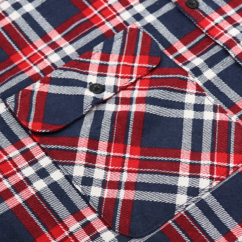 Men's 100% Cotton Flannelette Shirt Long Sleeve Plaid Check Flannel w Pockets, Heritage Red Plaid, L