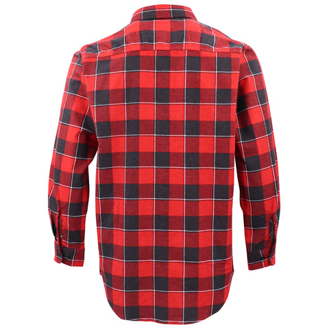 Men's 100% Cotton Flannelette Shirt Long Sleeve Plaid Check Flannel w Pockets, Lumberjack Red Buffalo Plaid, XL