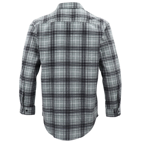 Men's 100% Cotton Flannelette Shirt Long Sleeve Plaid Check Flannel w Pockets, Granite Gray Plaid, 3XL