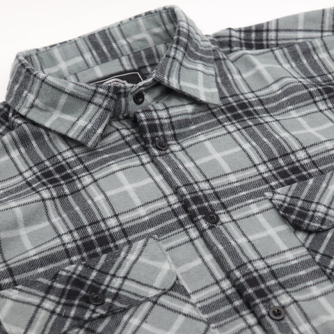 Men's 100% Cotton Flannelette Shirt Long Sleeve Plaid Check Flannel w Pockets, Granite Gray Plaid, 3XL