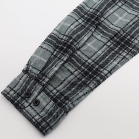 Men's 100% Cotton Flannelette Shirt Long Sleeve Plaid Check Flannel w Pockets, Granite Gray Plaid, 3XL