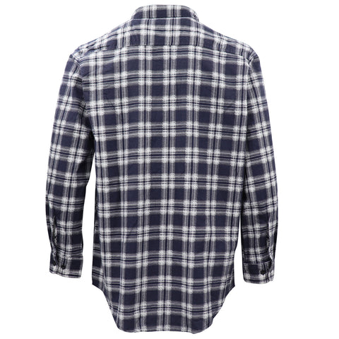 Men's 100% Cotton Flannelette Shirt Long Sleeve Plaid Check Flannel w Pockets, Midnight Navy Plaid, M