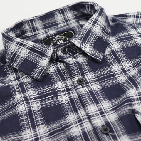 Men's 100% Cotton Flannelette Shirt Long Sleeve Plaid Check Flannel w Pockets, Midnight Navy Plaid, 2XL