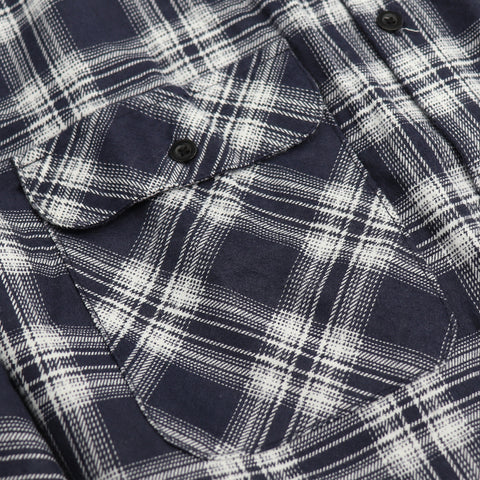 Men's 100% Cotton Flannelette Shirt Long Sleeve Plaid Check Flannel w Pockets, Midnight Navy Plaid, 2XL