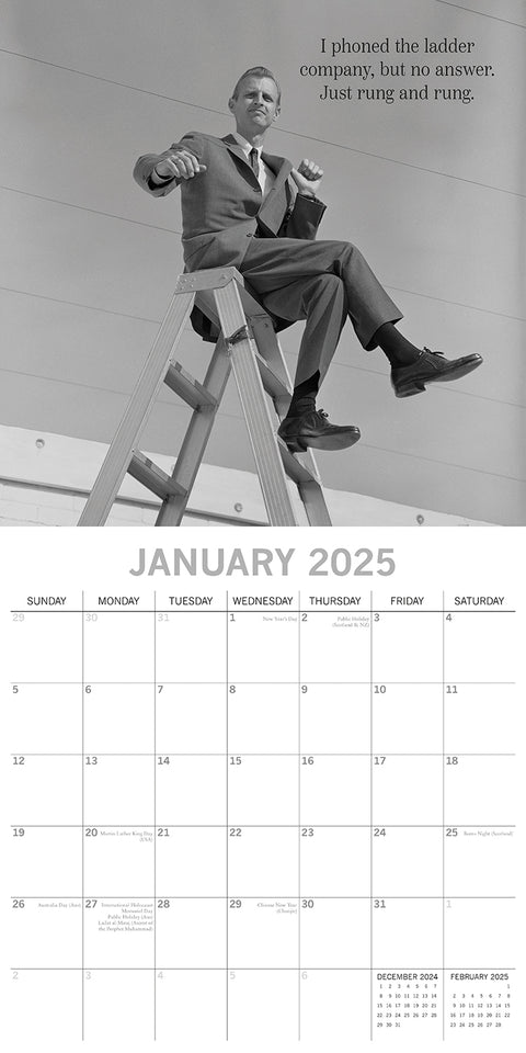 Witty One Liners - 2025 Square Wall Calendar 16 Months Premium Planner New Year