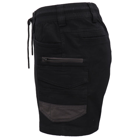 Mens Cargo Cotton Work Shorts 10 Pockets Tradies Utility Pants Workwear Trousers, Black, 28