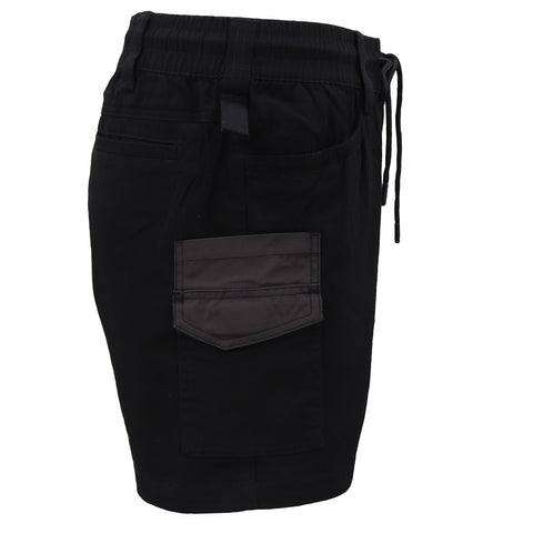 Mens Cargo Cotton Work Shorts 10 Pockets Tradies Utility Pants Workwear Trousers, Black, 28