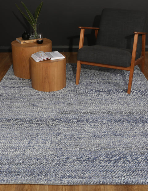 Harlow Loopy Blue Wool Blend Rug 200x290