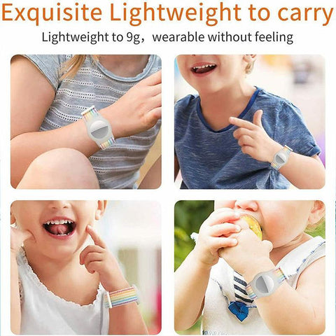For Apple Airtag Case Protective Cover Wristband Nylon Air Tag Band Anti-Lost S Size - Rainbow