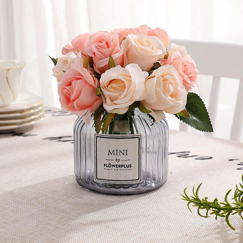 12 Heads Silk Rose Artificial Flowers Fake Bouquet - modena