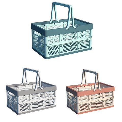 Foldable Portable Picnic Basket Lightweight Storage Basket for Outdoor Use - Blue